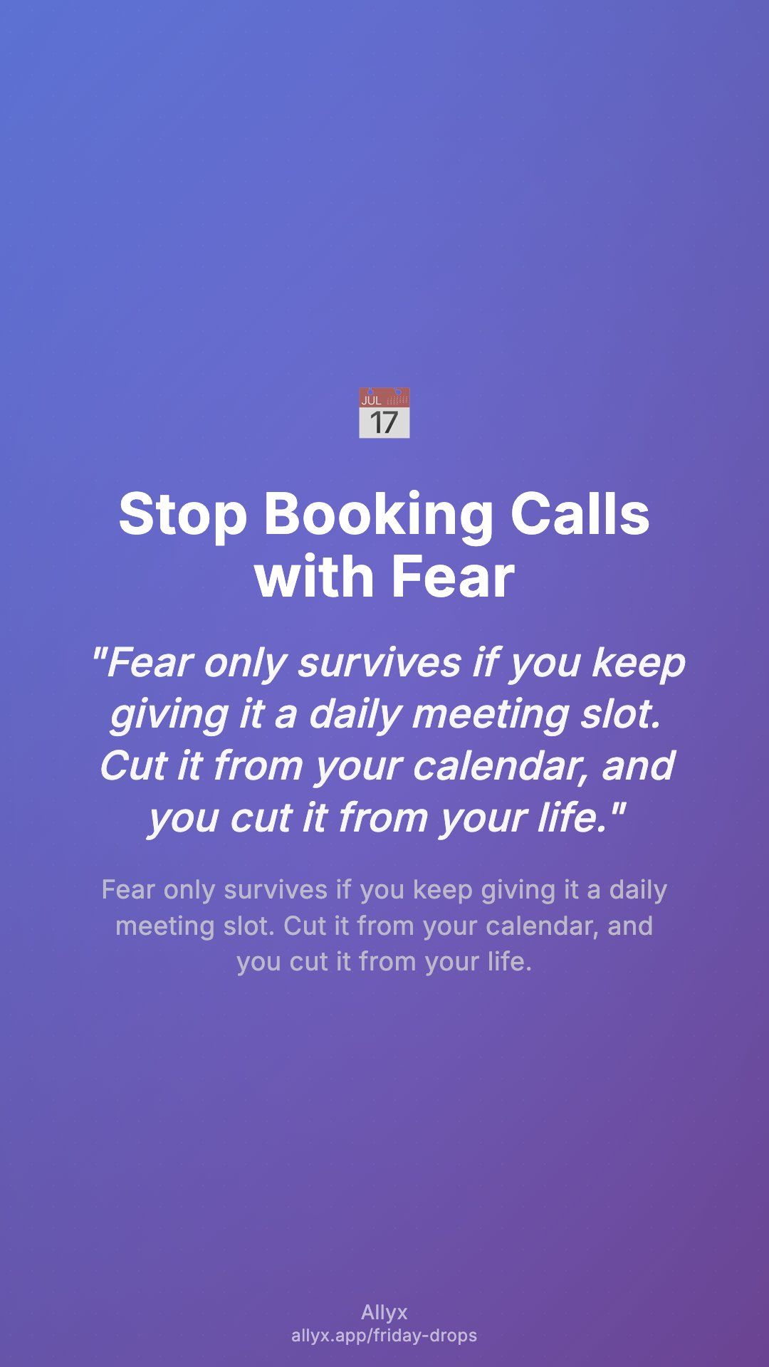 Shareable story card for Stop Booking Calls with Fear