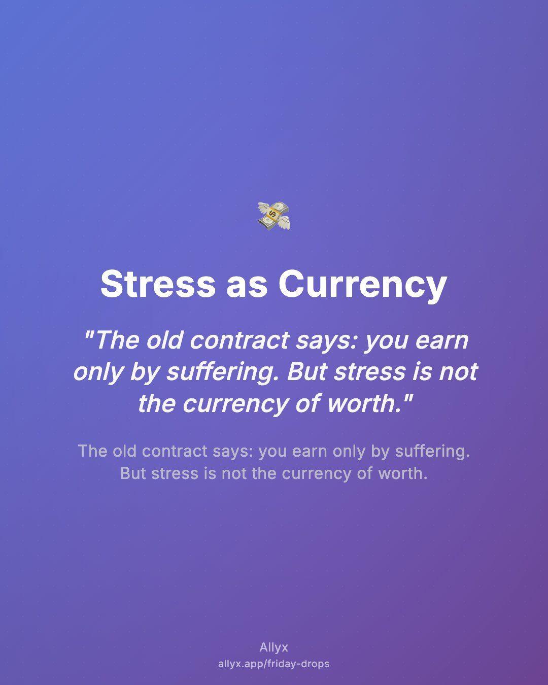 Shareable quote card for Stress as Currency