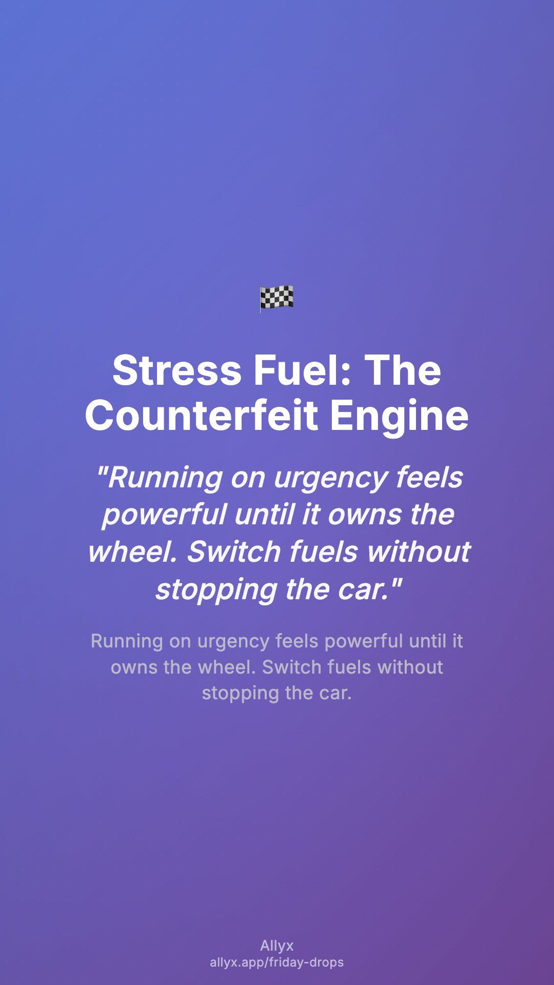 Shareable story card for Stress Fuel: The Counterfeit Engine