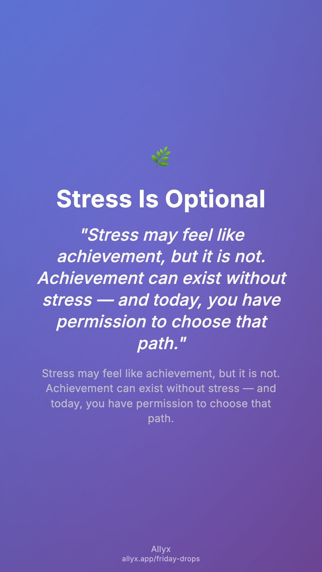 Shareable story card for Stress Is Optional
