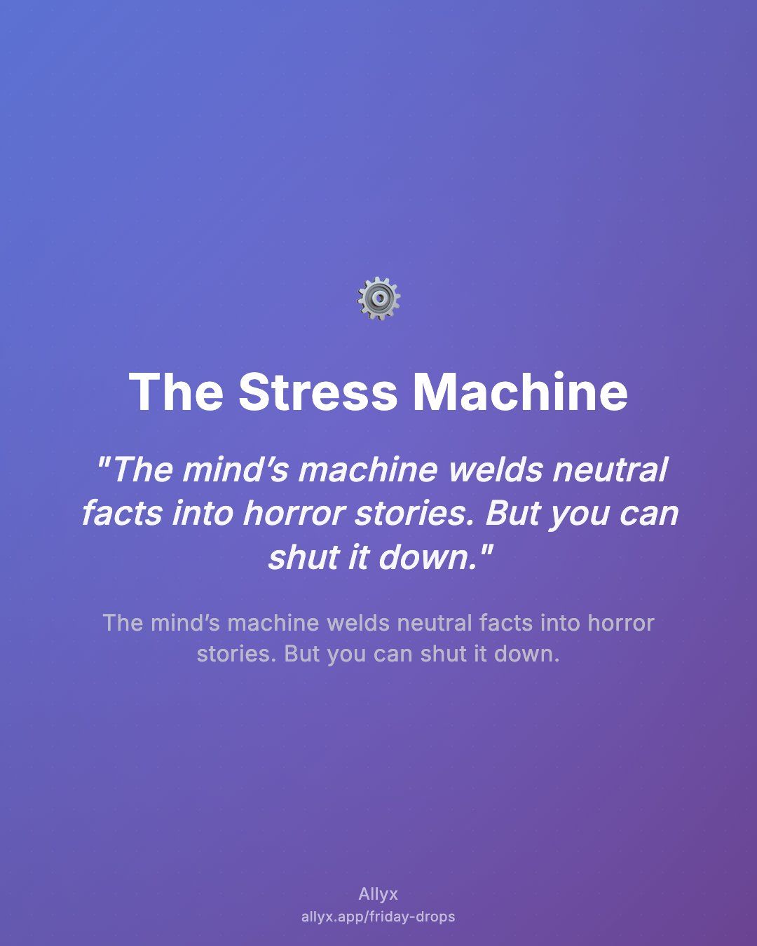Shareable quote card for The Stress Machine