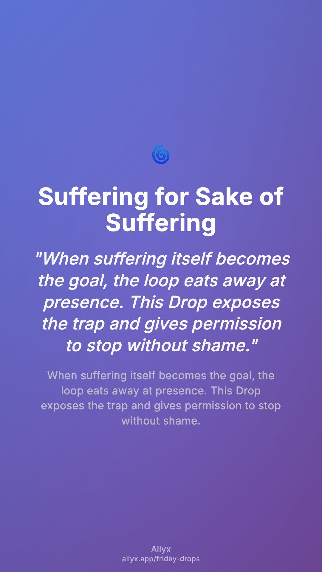 Shareable story card for Suffering for Sake of Suffering