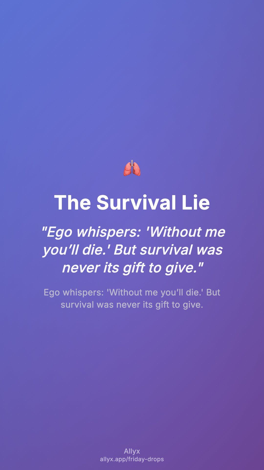 Shareable story card for The Survival Lie