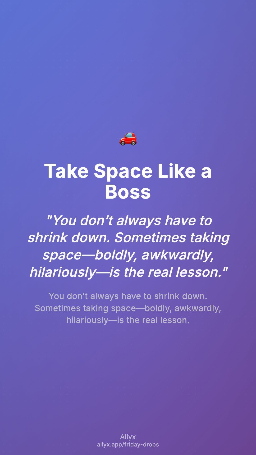 Shareable story card for Take Space Like a Boss