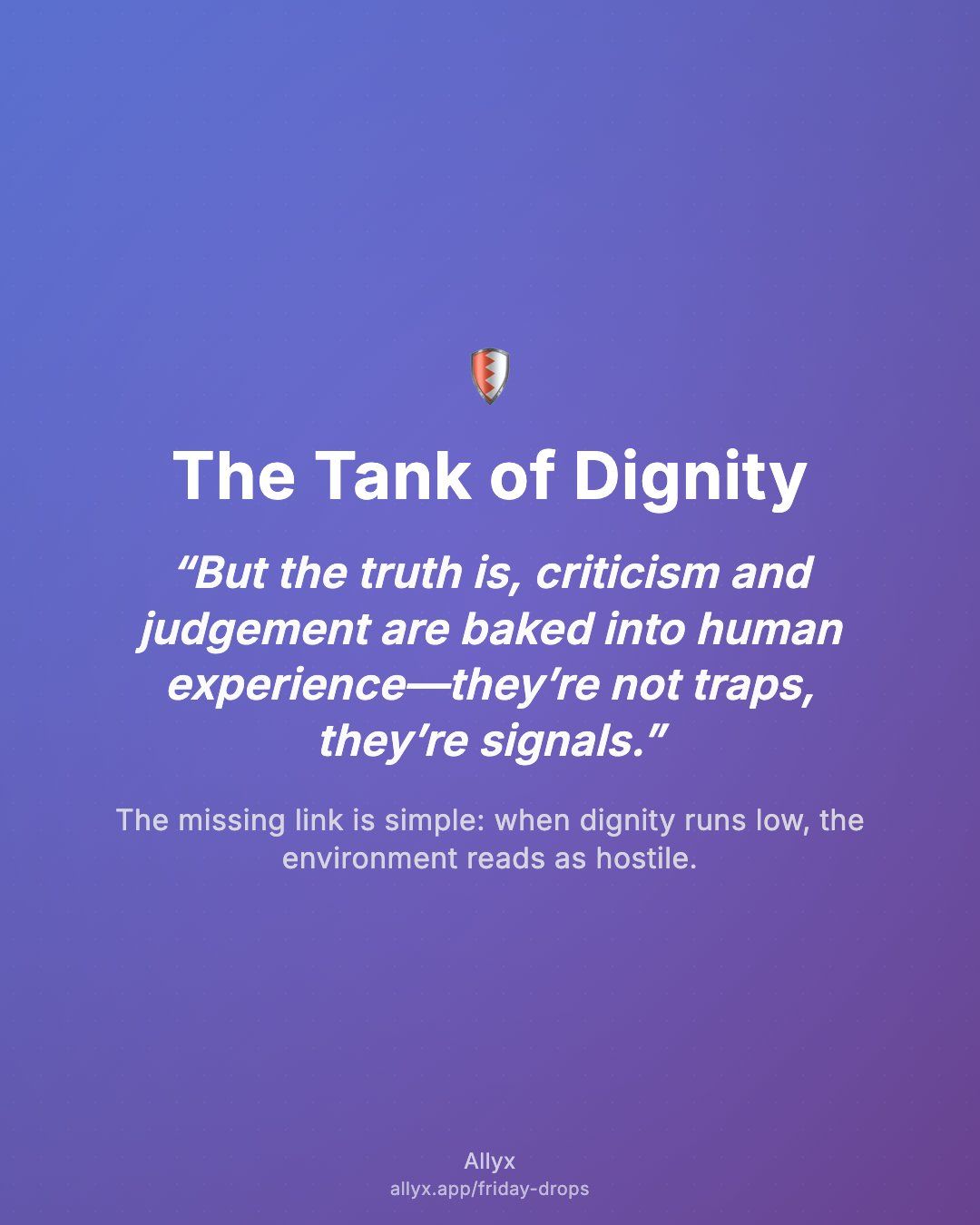 Shareable quote card for The Tank of Dignity