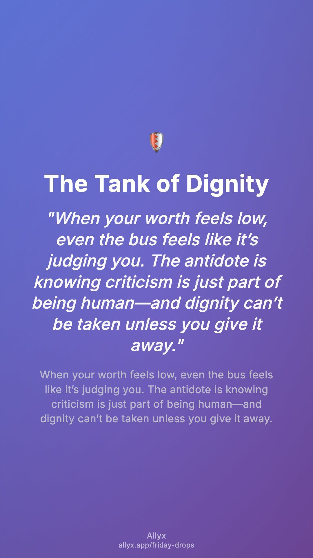 Shareable story card for The Tank of Dignity