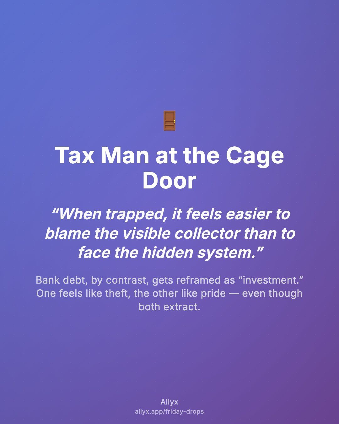 Shareable quote card for Tax Man at the Cage Door