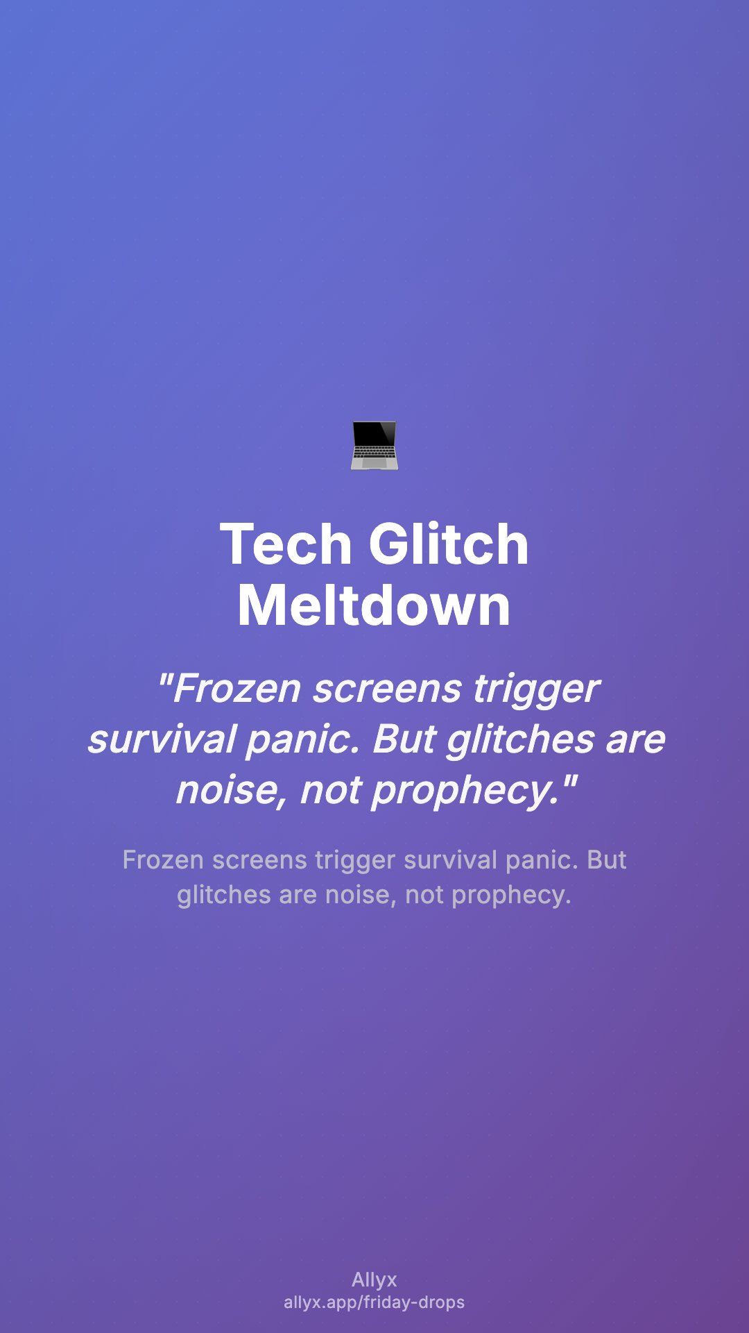 Shareable story card for Tech Glitch Meltdown