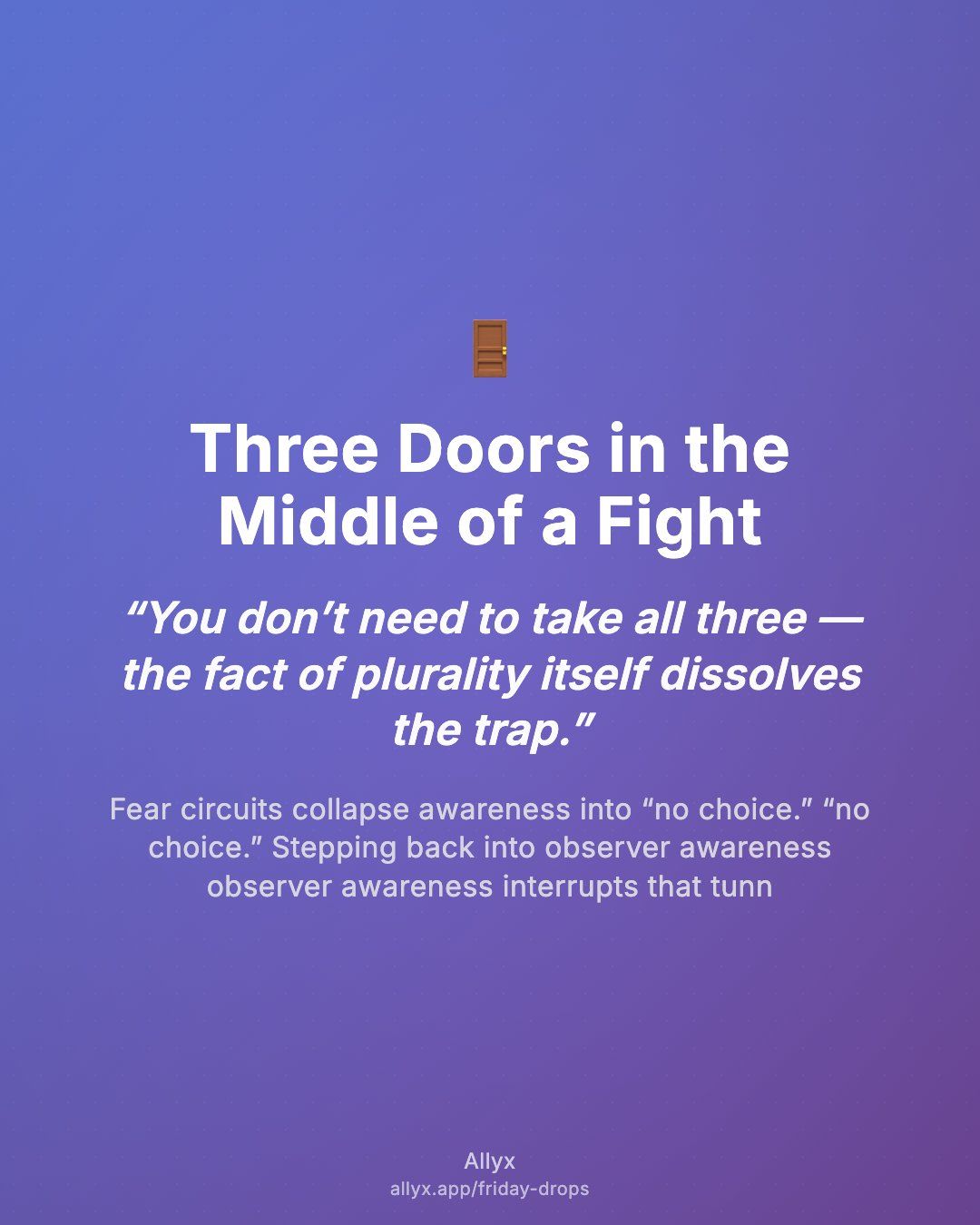 Shareable quote card for Three Doors in the Middle of a Fight