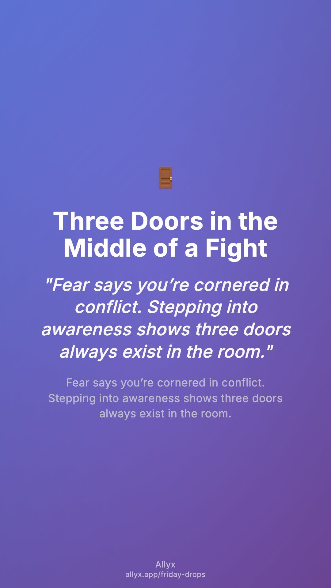 Shareable story card for Three Doors in the Middle of a Fight