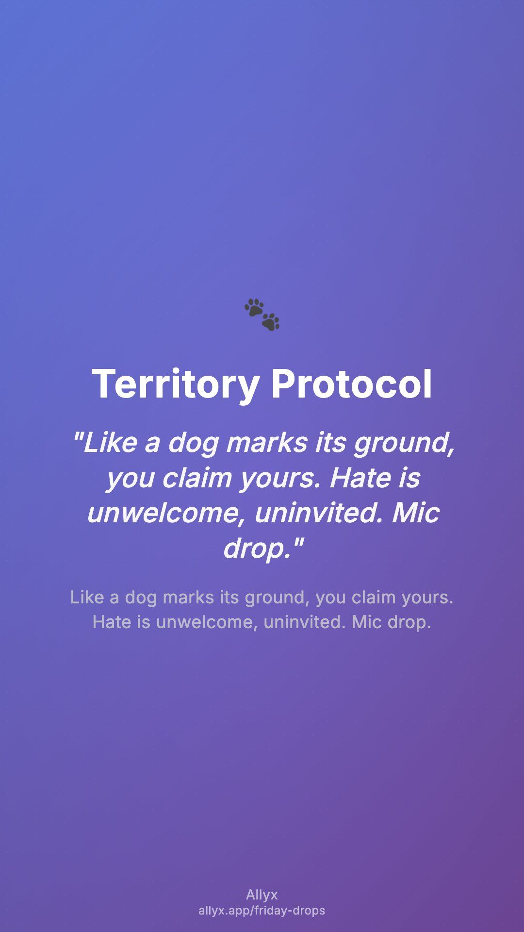 Shareable story card for Territory Protocol