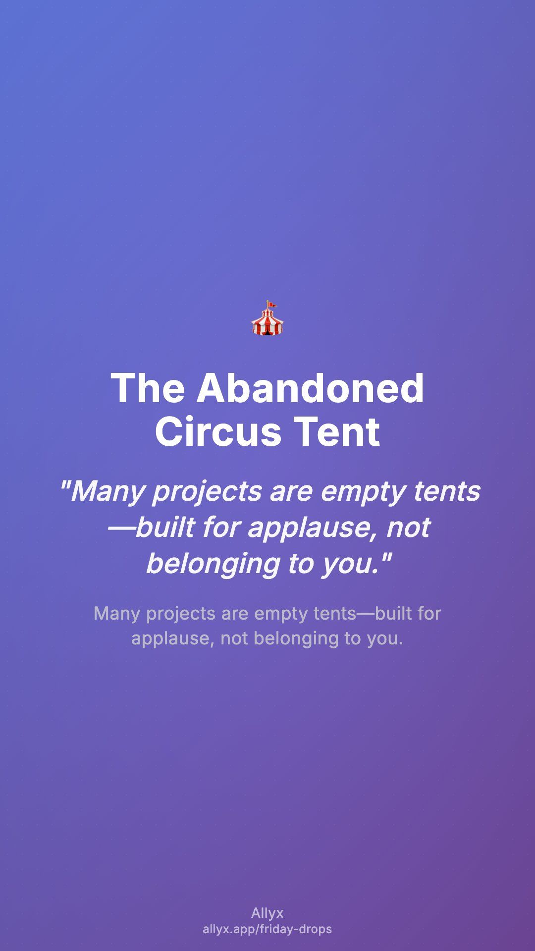 Shareable story card for The Abandoned Circus Tent