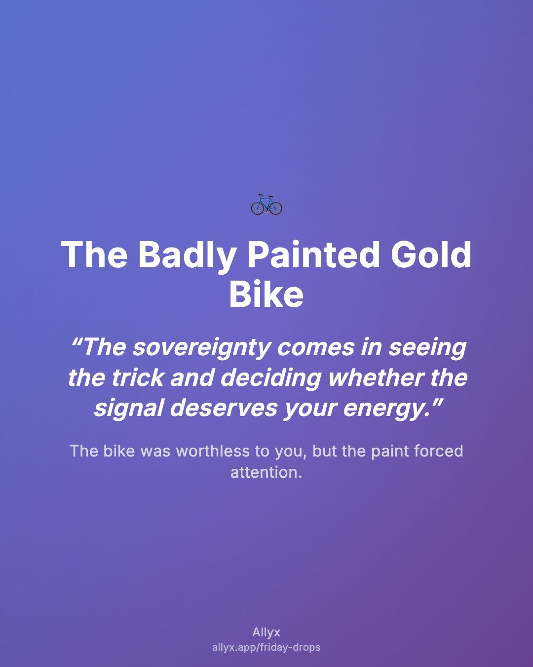 Shareable quote card for The Badly Painted Gold Bike