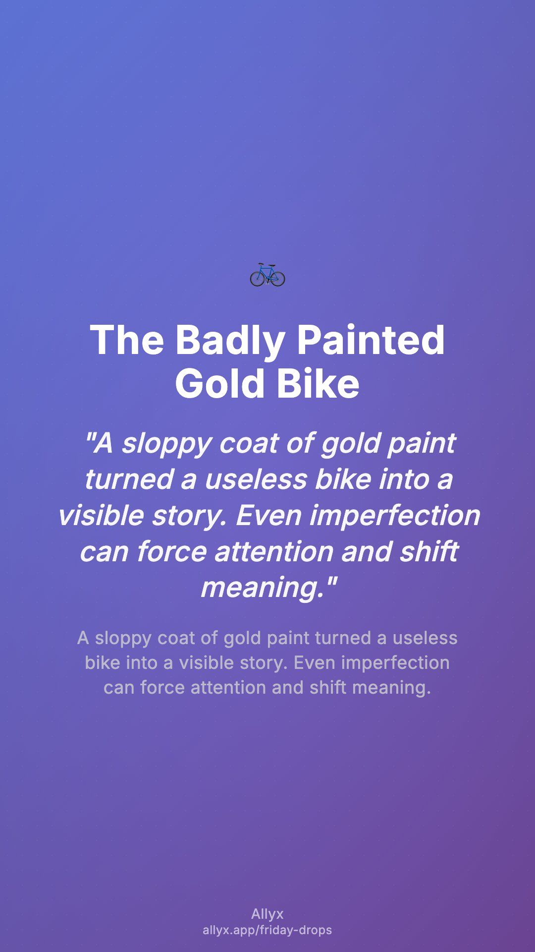 Shareable story card for The Badly Painted Gold Bike