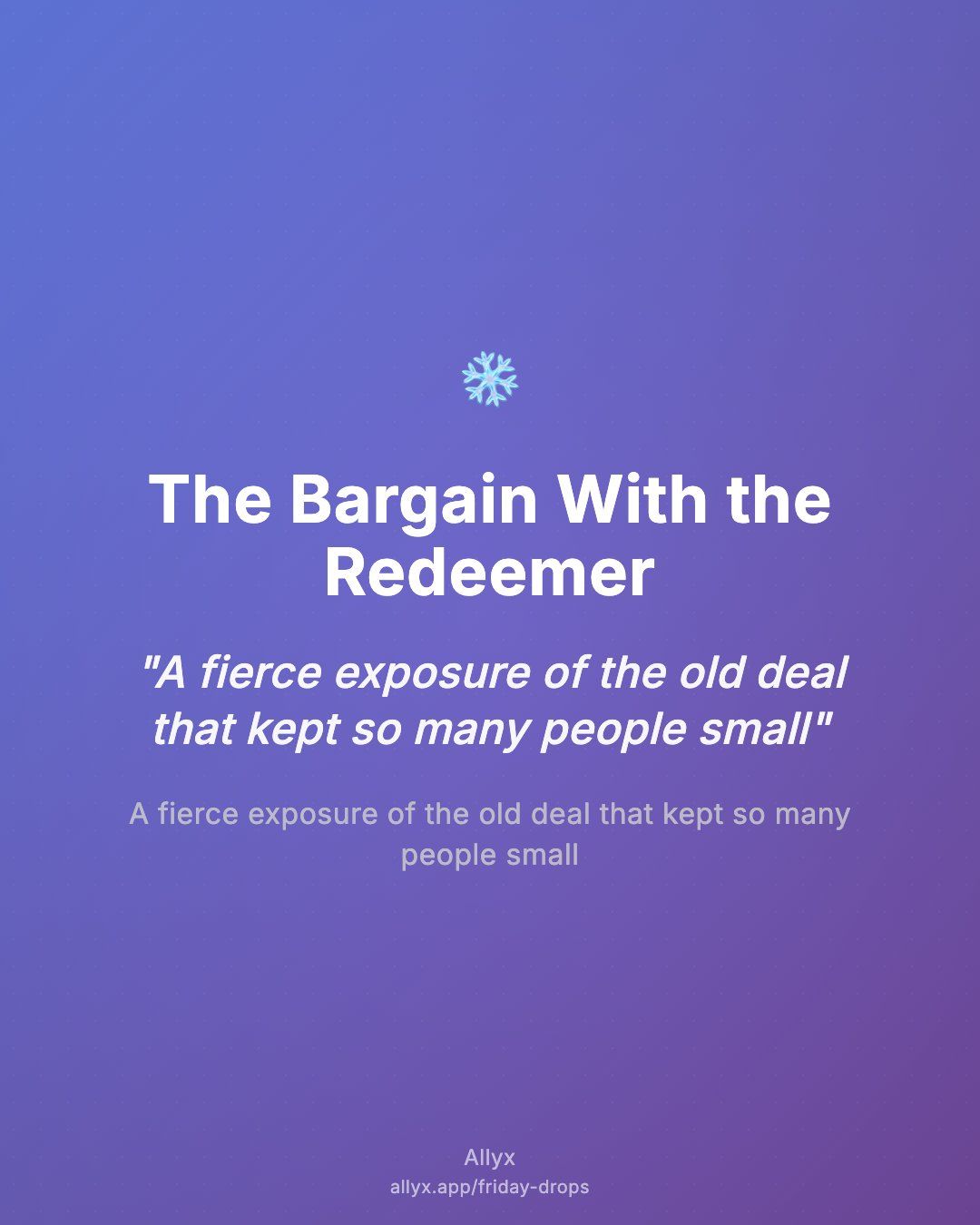 Shareable quote card for The Bargain With the Redeemer