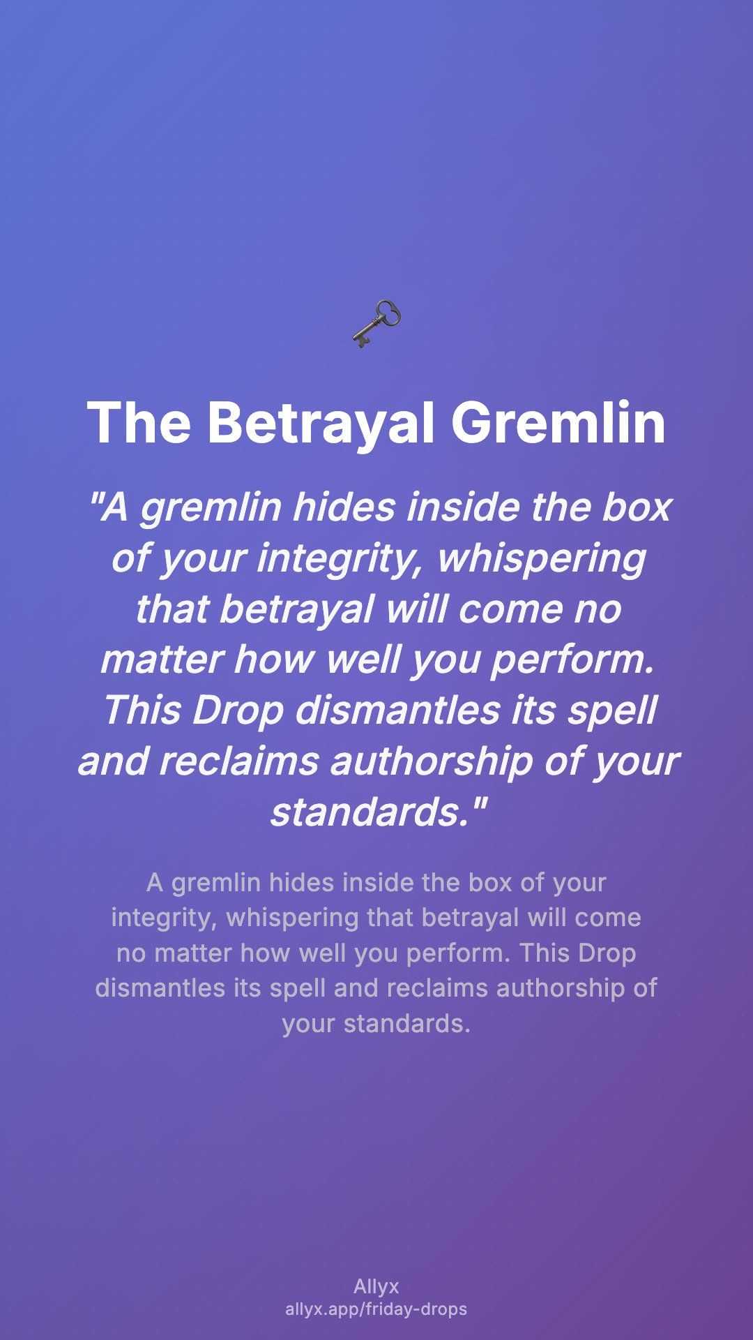 Shareable story card for The Betrayal Gremlin