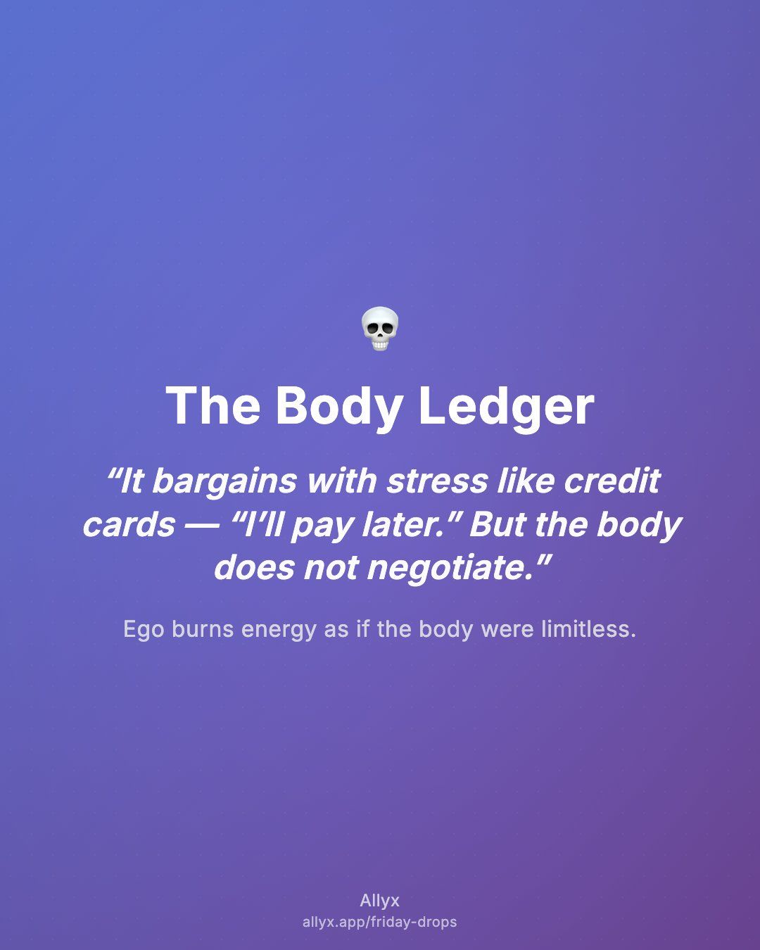 Shareable quote card for The Body Ledger