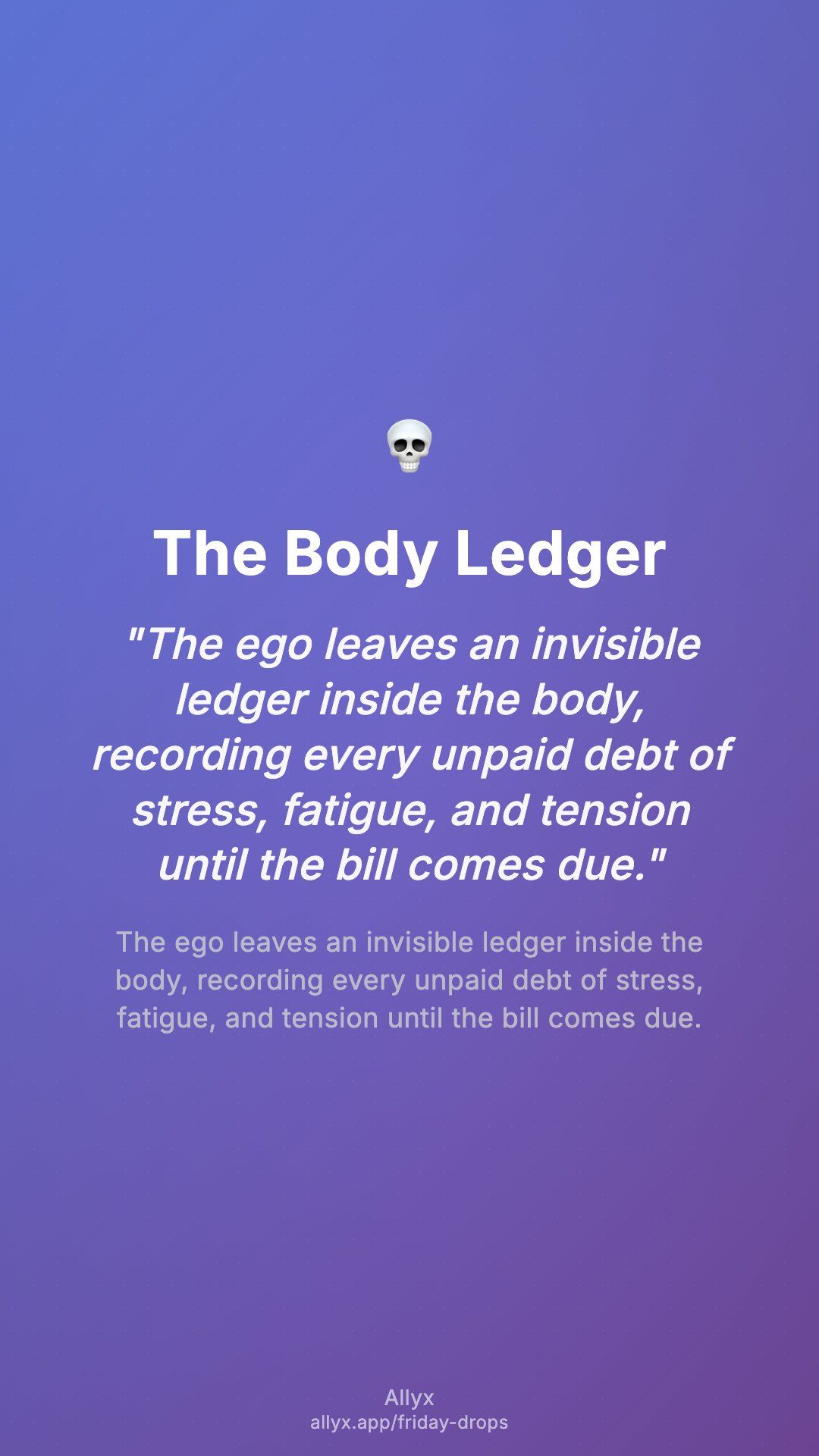 Shareable story card for The Body Ledger