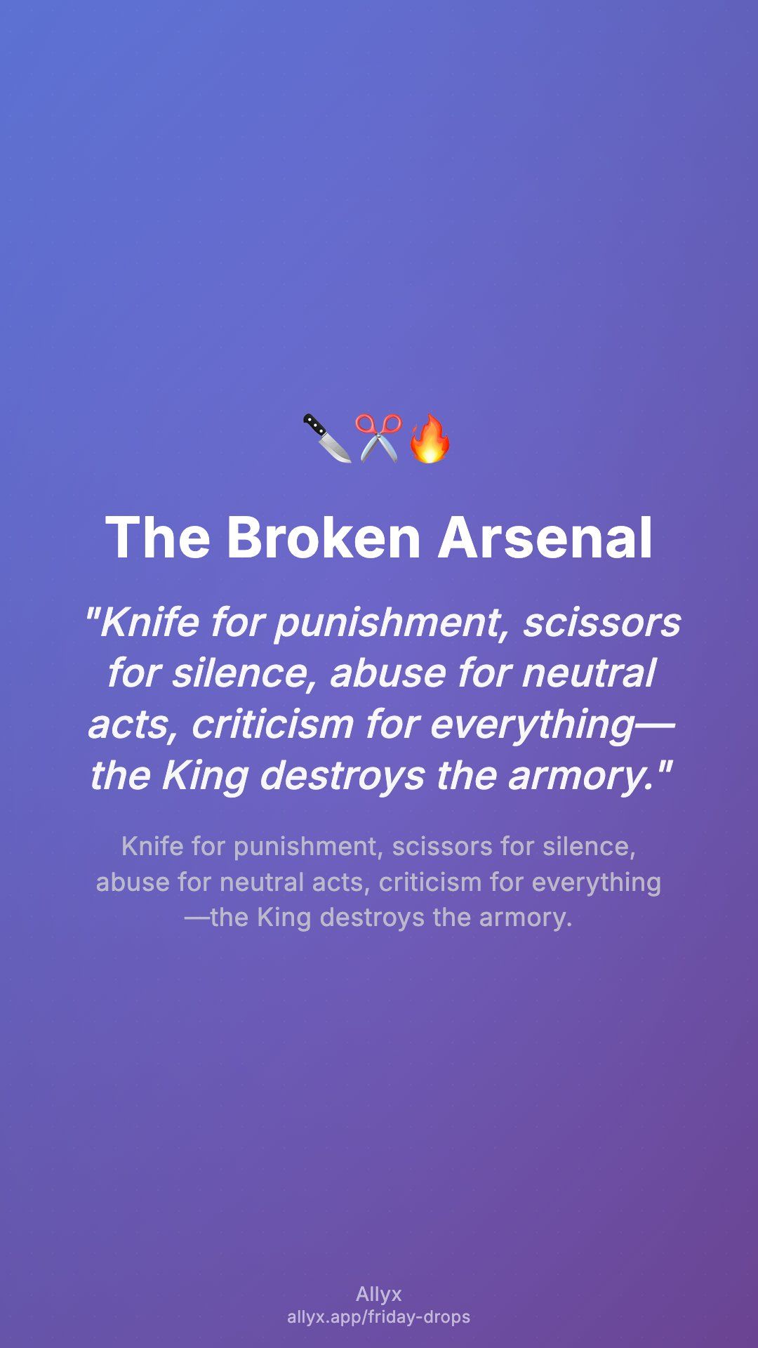 Shareable story card for The Broken Arsenal
