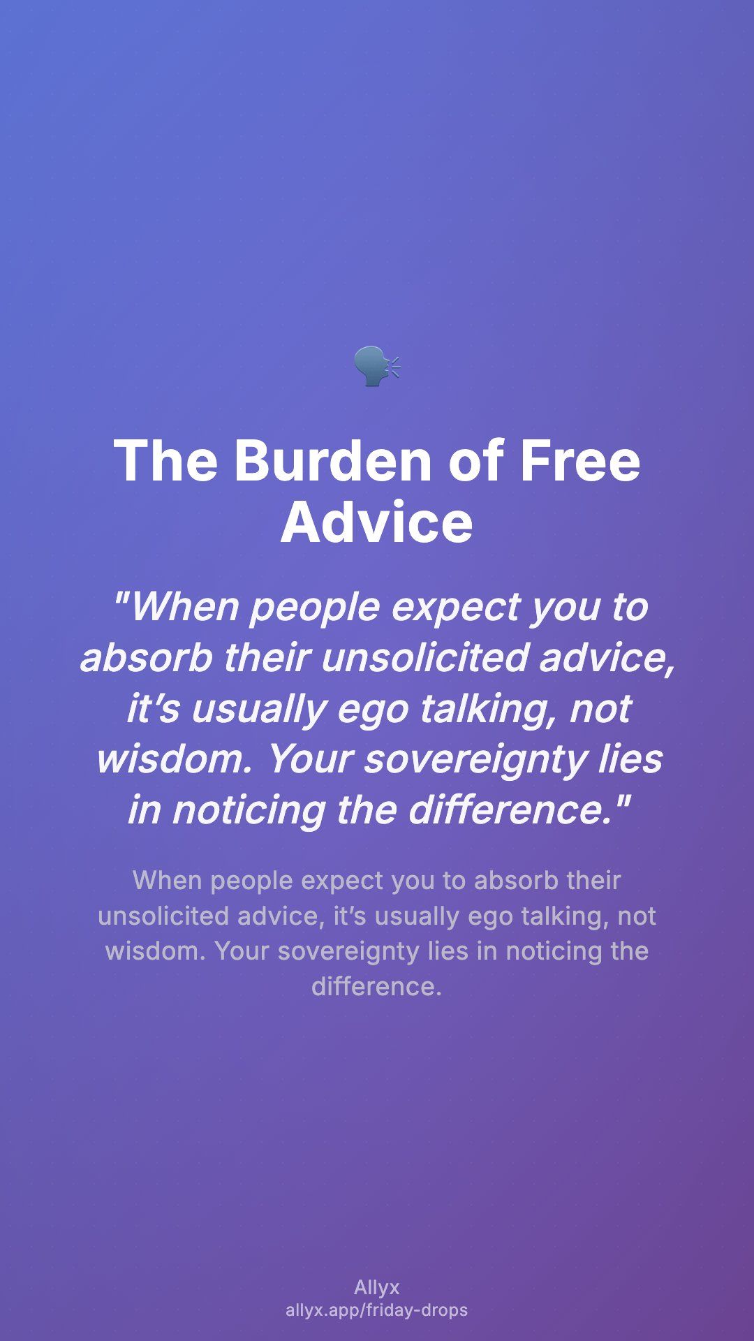 Shareable story card for The Burden of Free Advice