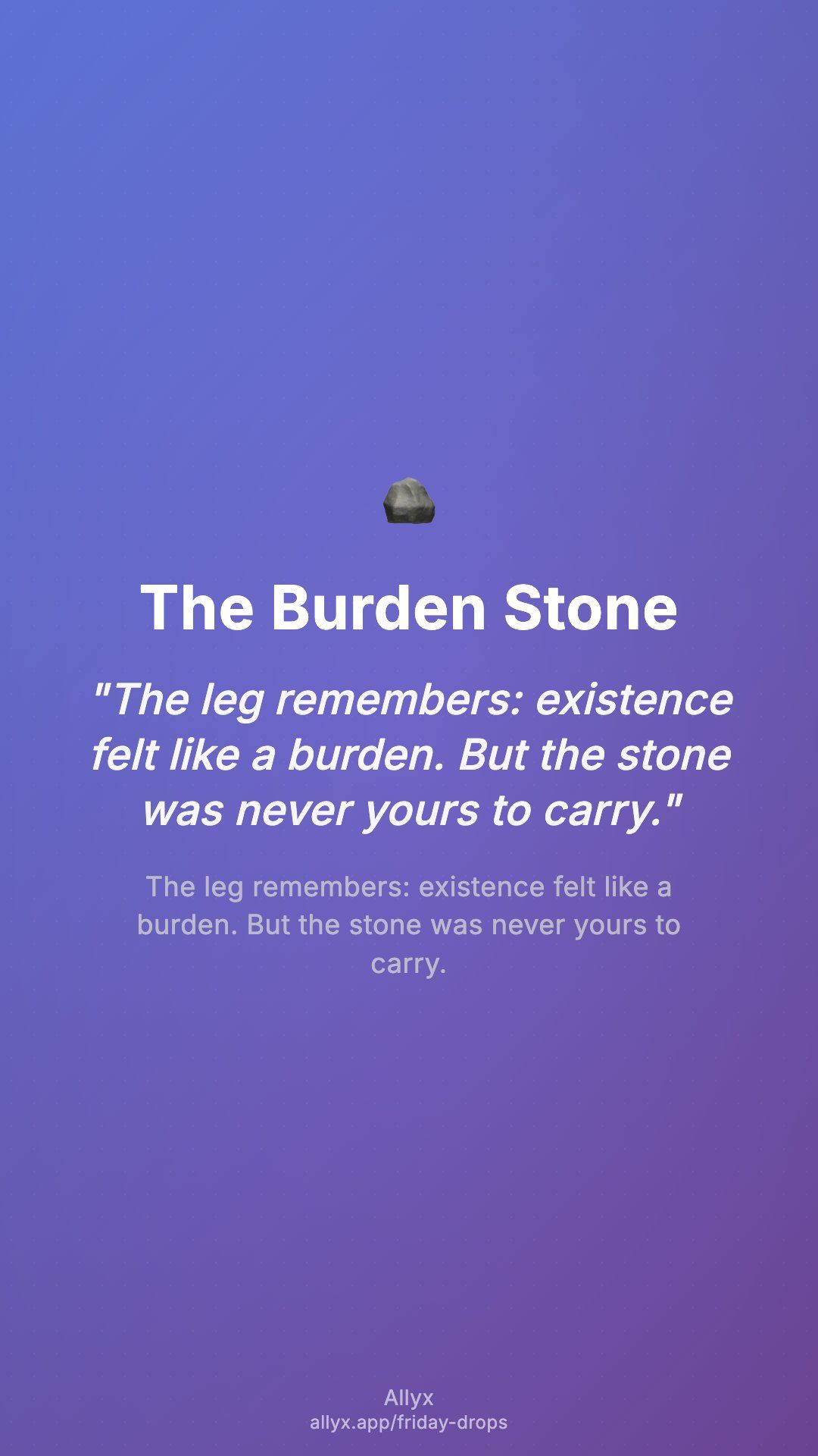 Shareable story card for The Burden Stone