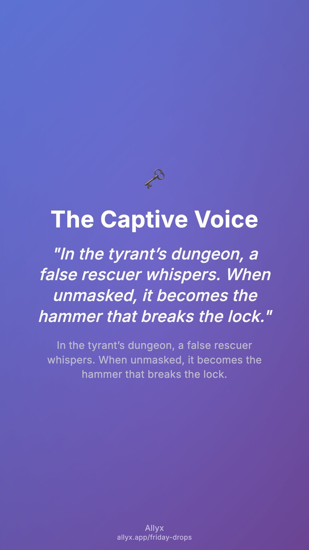 Shareable story card for The Captive Voice