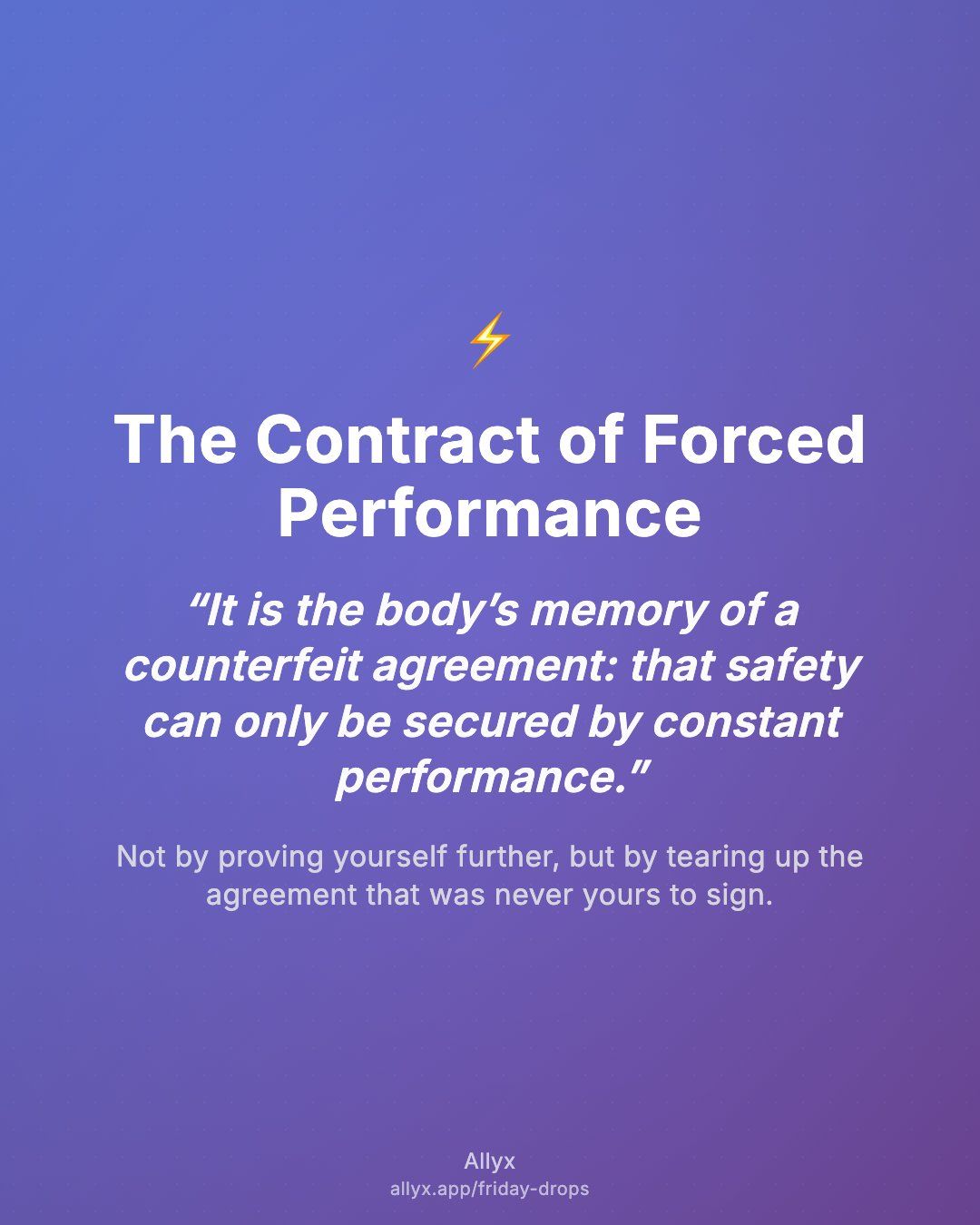 Shareable quote card for The Contract of Forced Performance