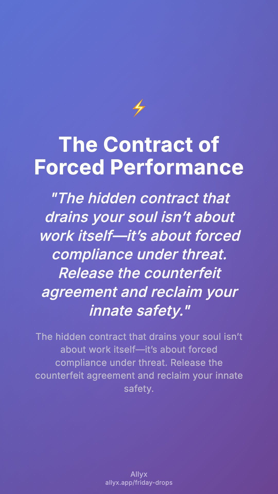 Shareable story card for The Contract of Forced Performance