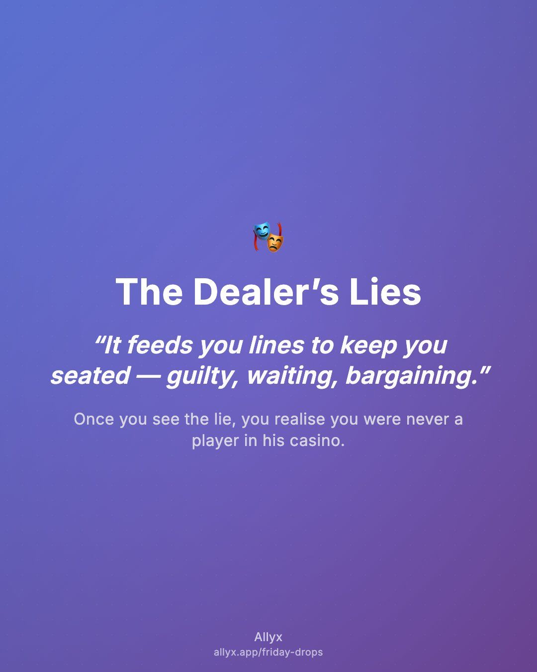 Shareable quote card for The Dealer’s Lies