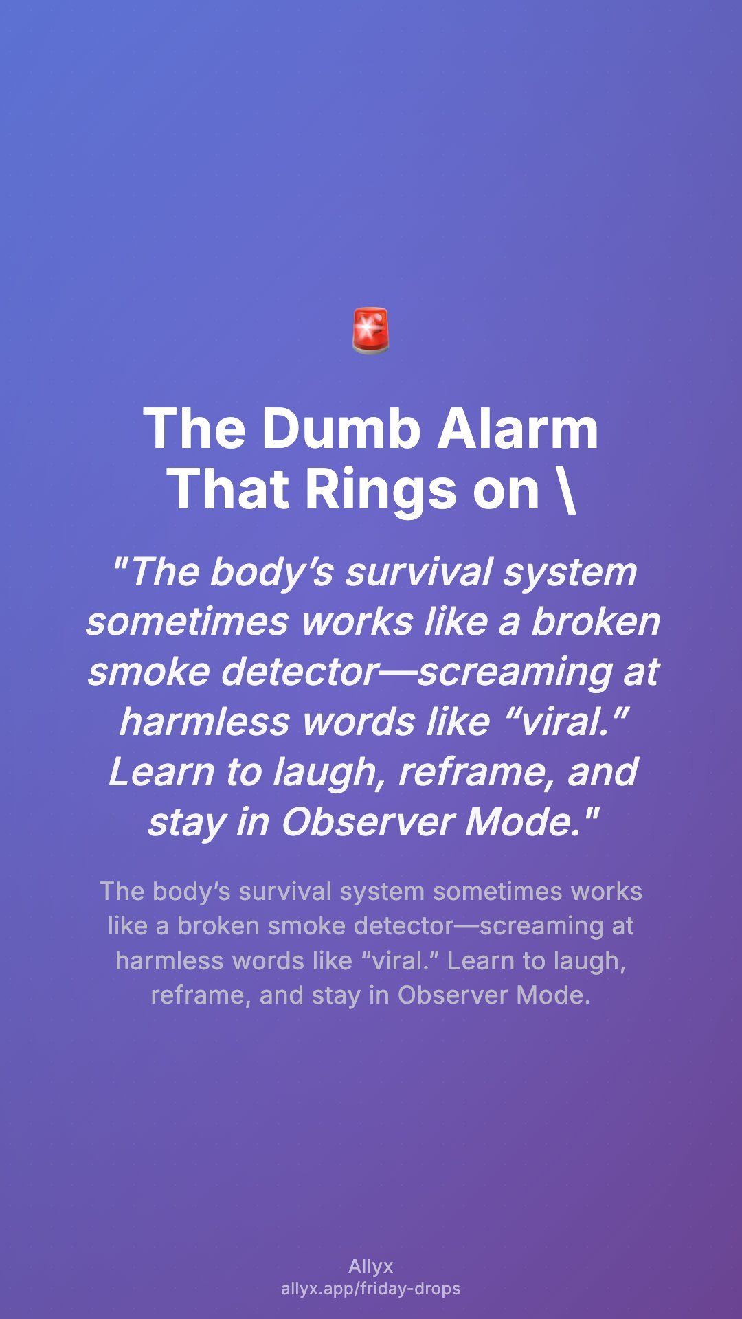Shareable story card for The Dumb Alarm That Rings on "Viral"