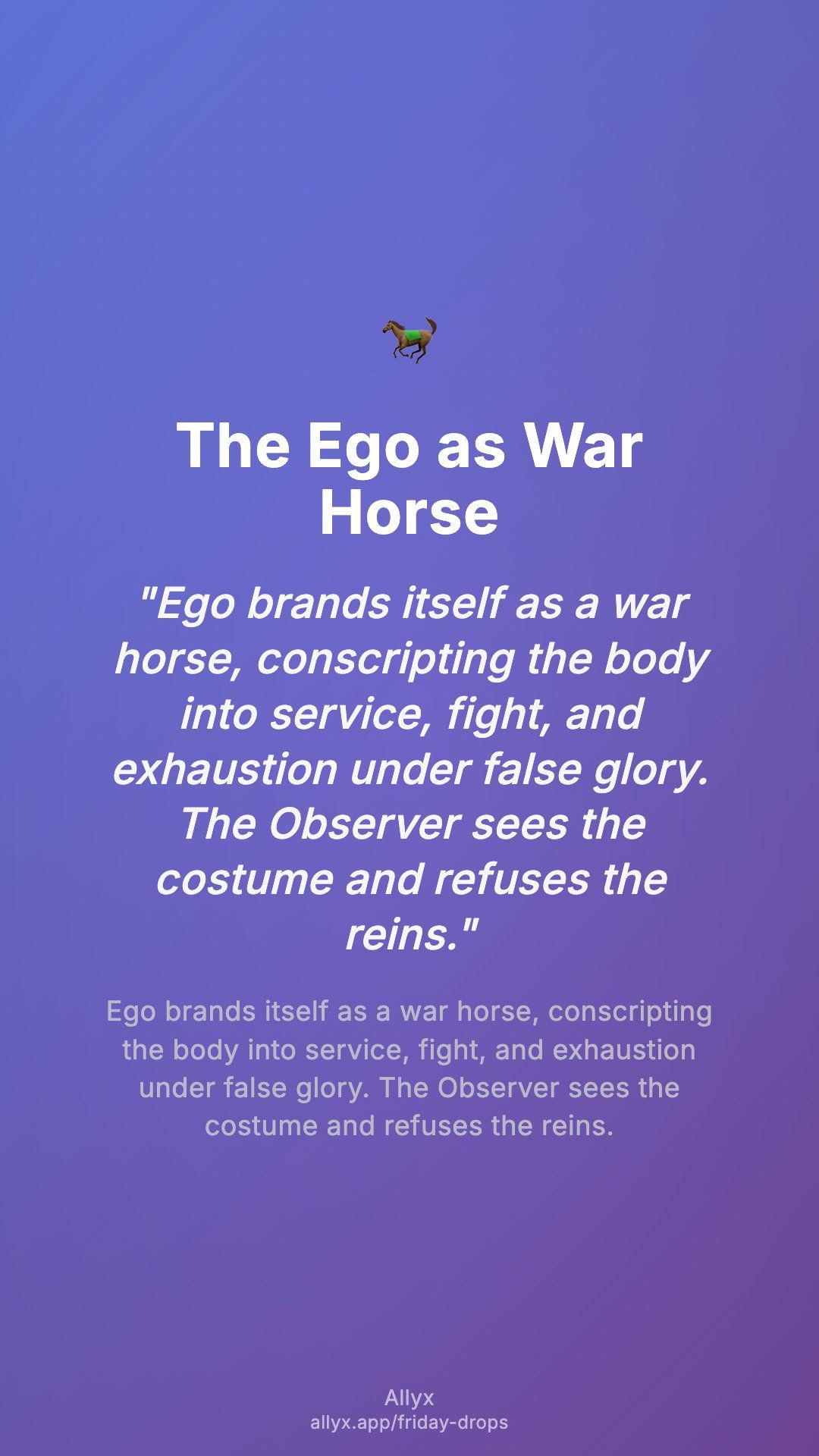 Shareable story card for The Ego as War Horse