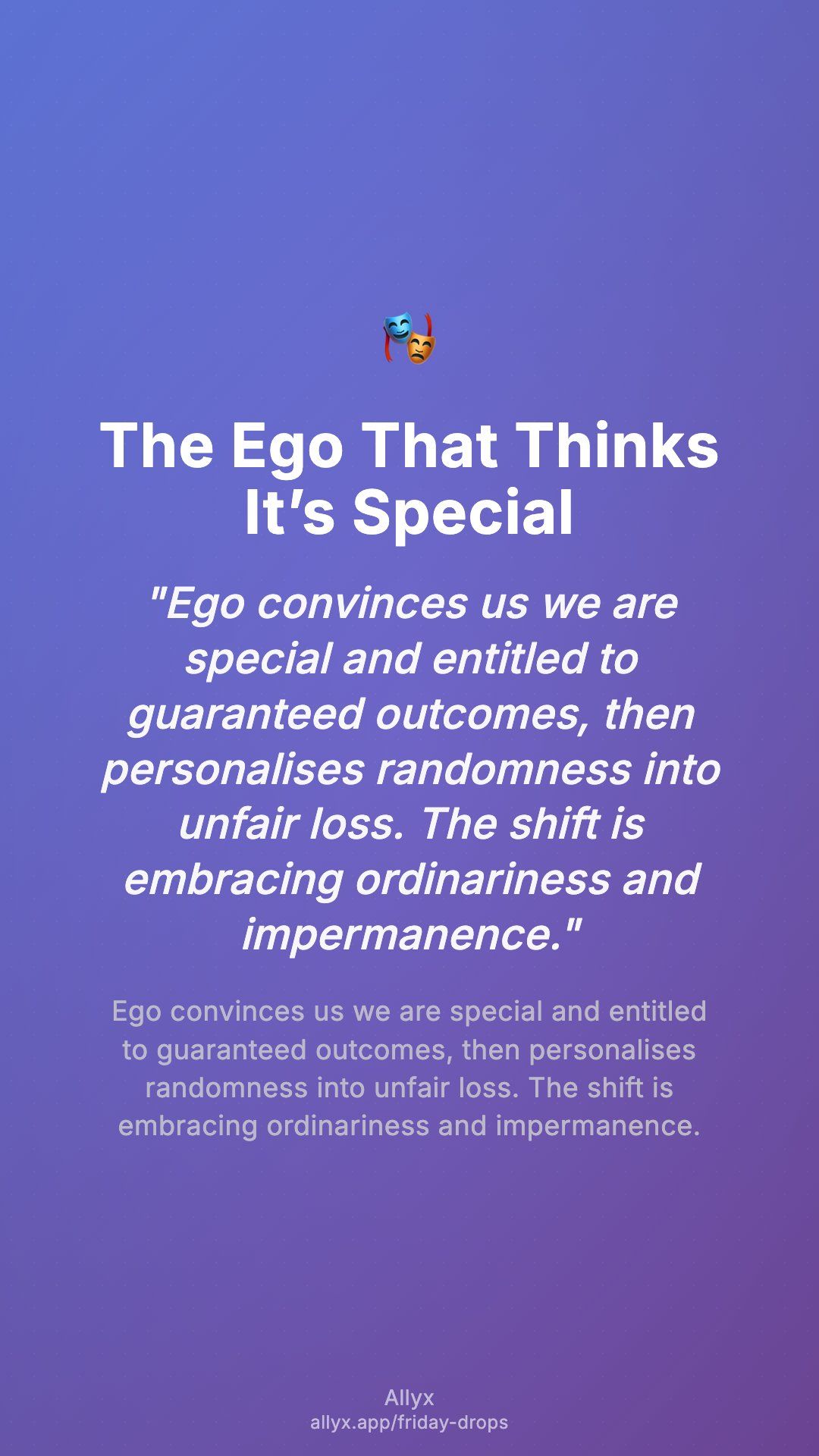 Shareable story card for The Ego That Thinks It’s Special