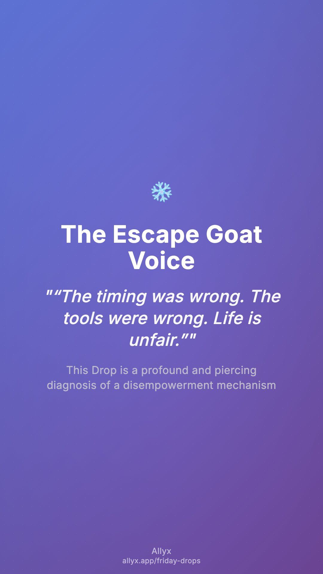 Shareable story card for The Escape Goat Voice