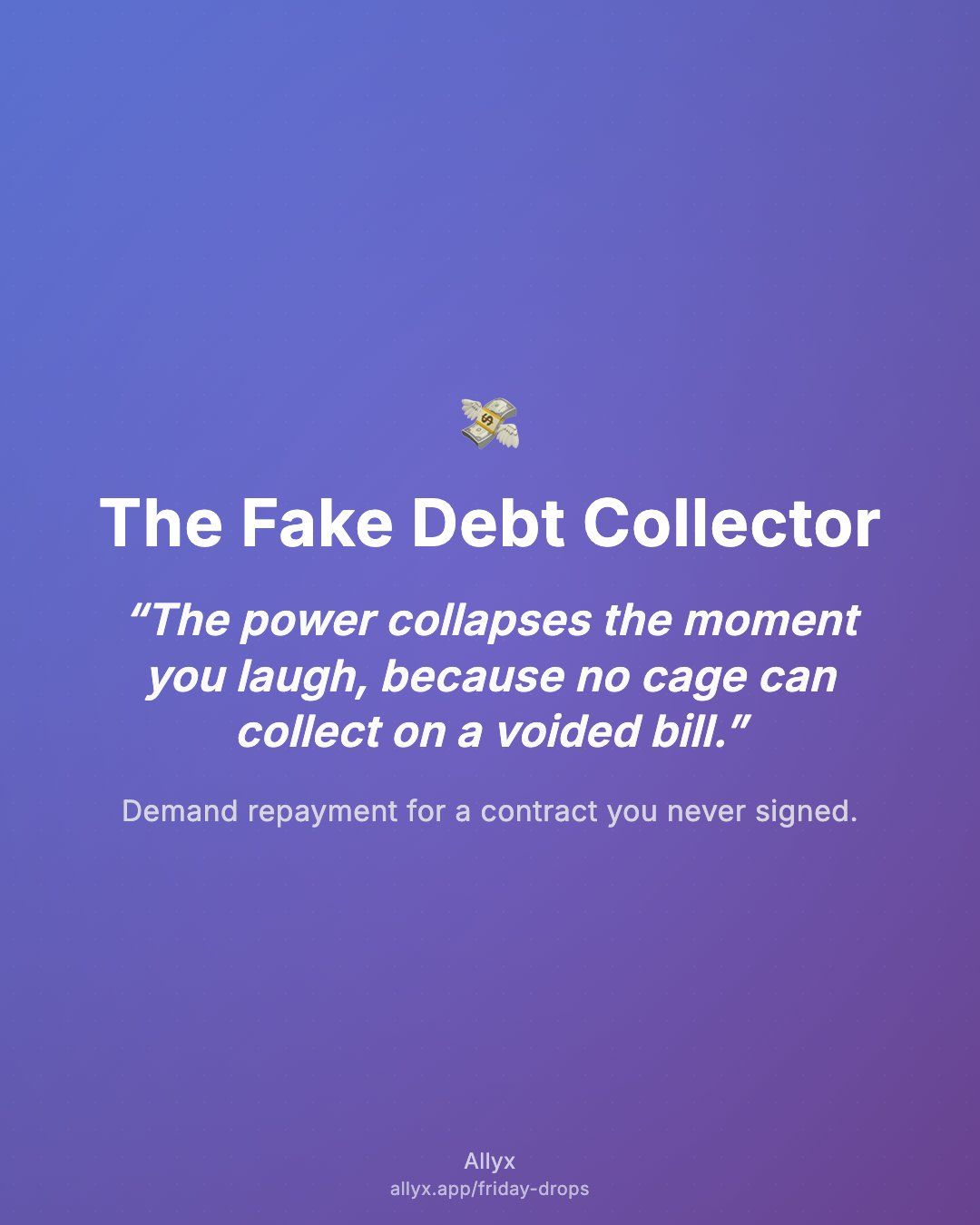 Shareable quote card for The Fake Debt Collector