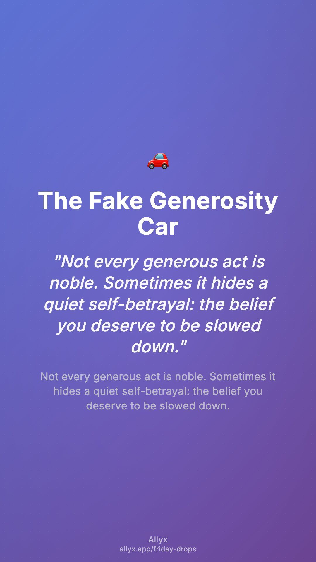 Shareable story card for The Fake Generosity Car