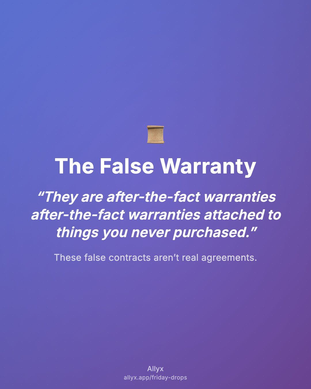 Shareable quote card for The False Warranty