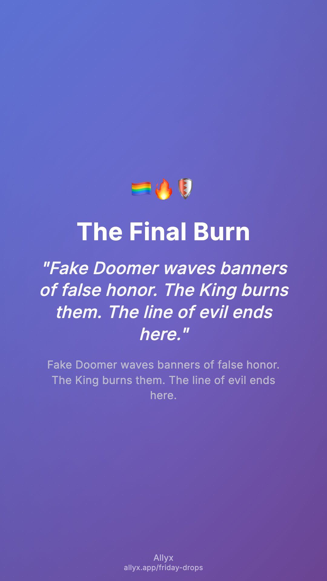 Shareable story card for The Final Burn