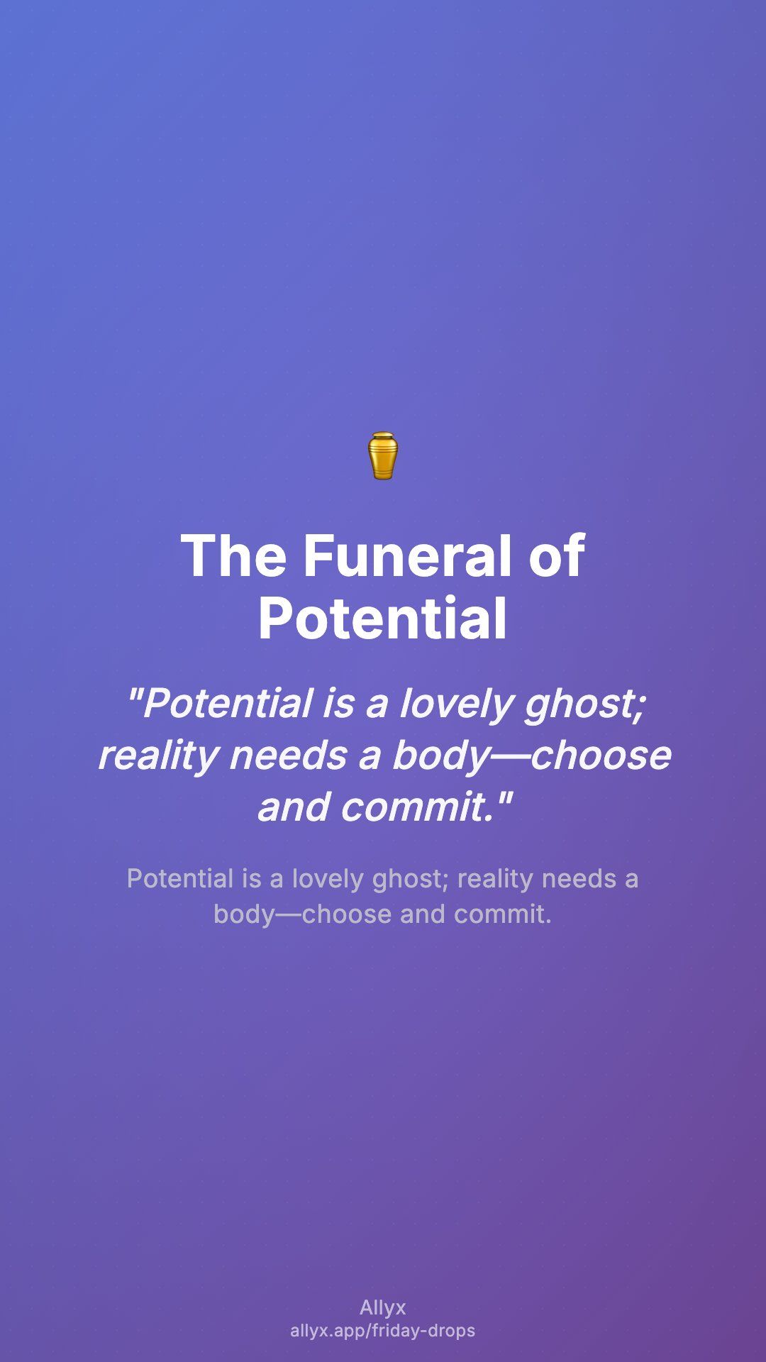 Shareable story card for The Funeral of Potential