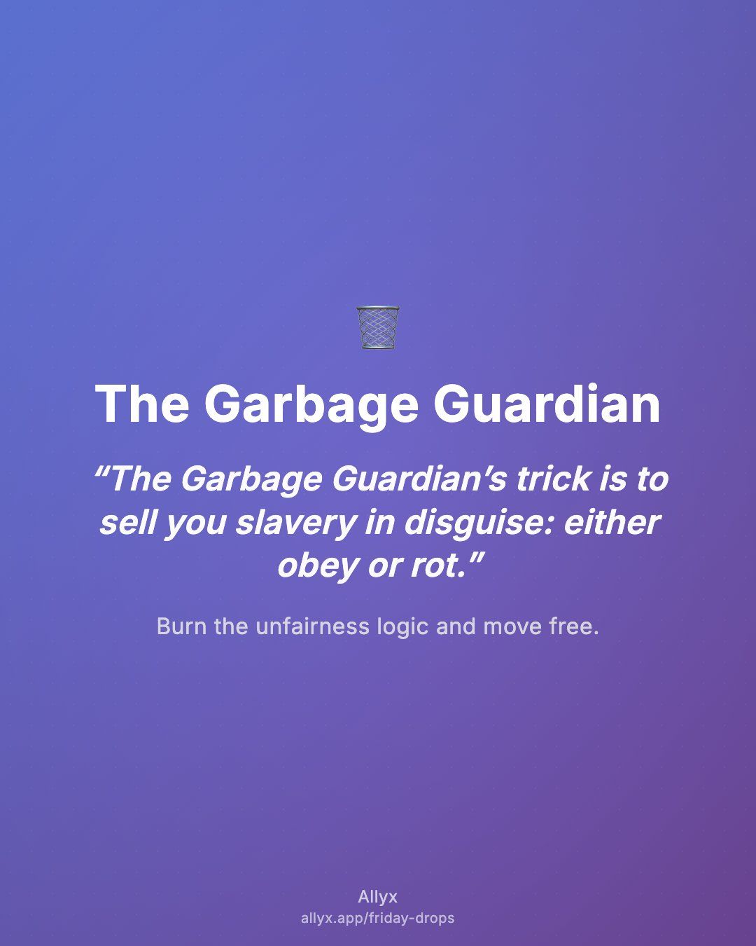 Shareable quote card for The Garbage Guardian