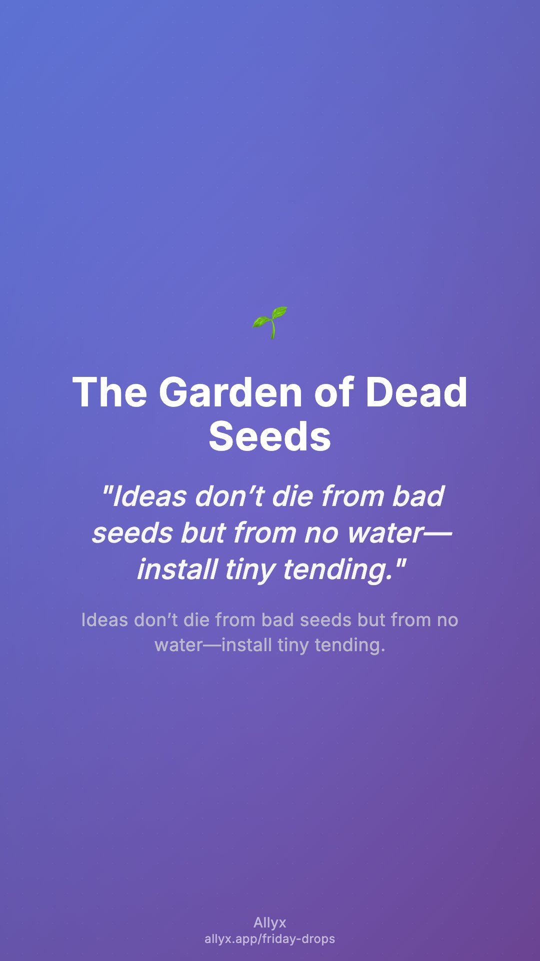 Shareable story card for The Garden of Dead Seeds