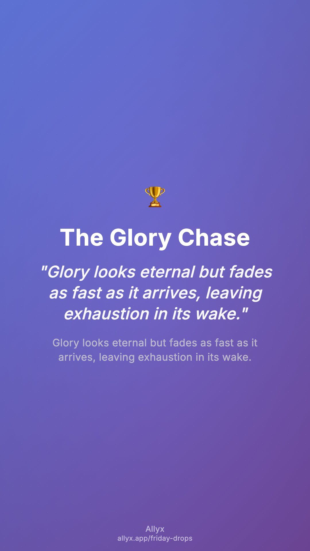 Shareable story card for The Glory Chase