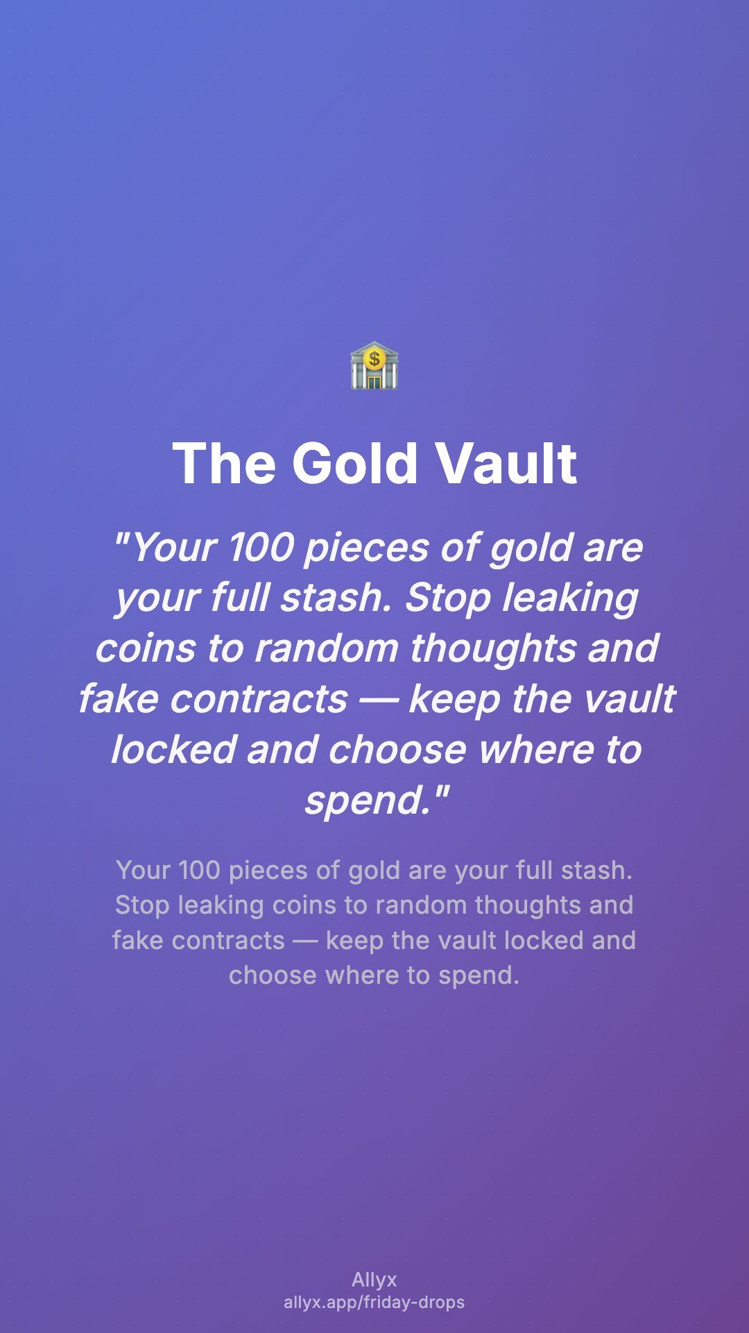 Shareable story card for The Gold Vault
