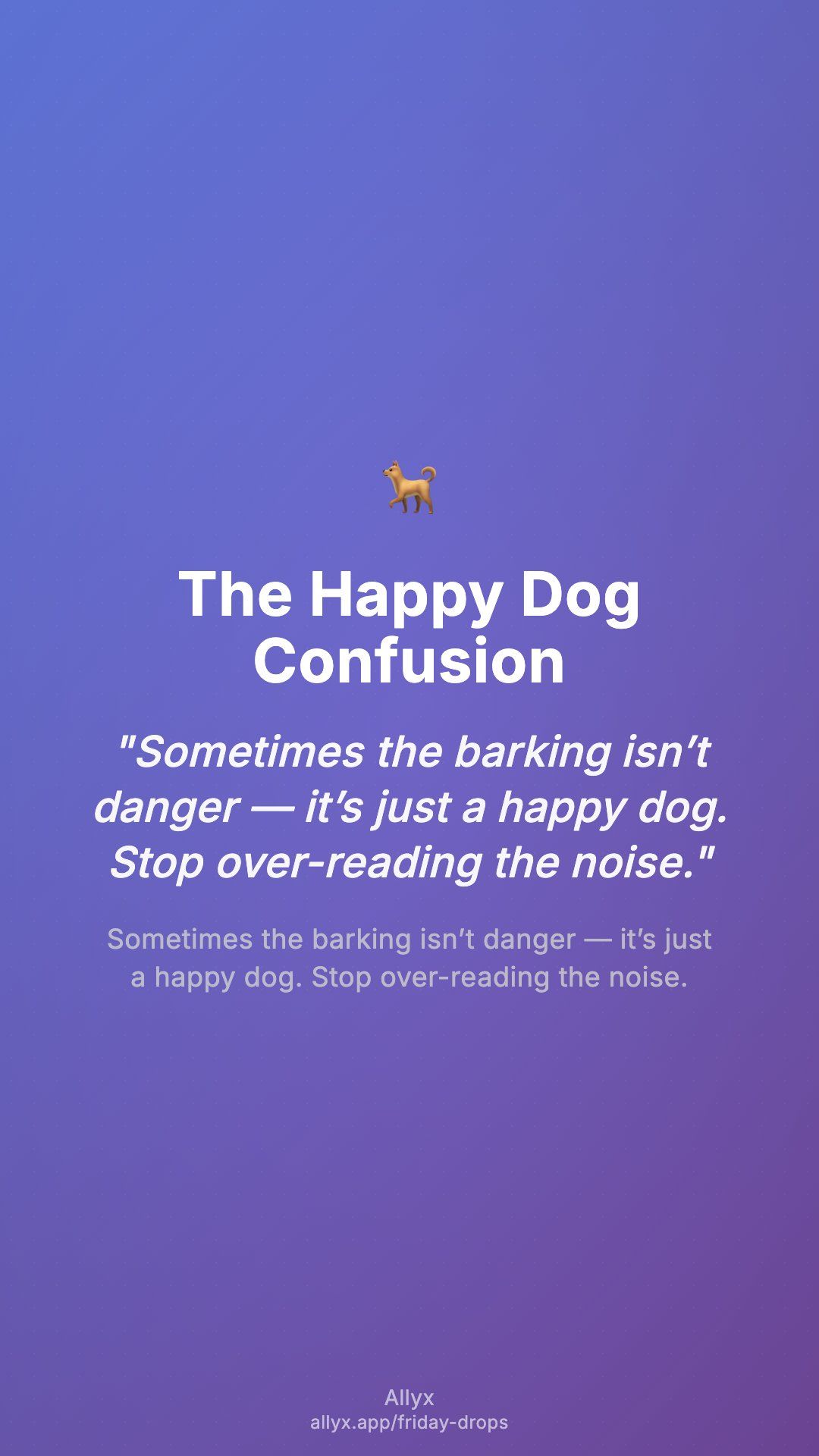 Shareable story card for The Happy Dog Confusion