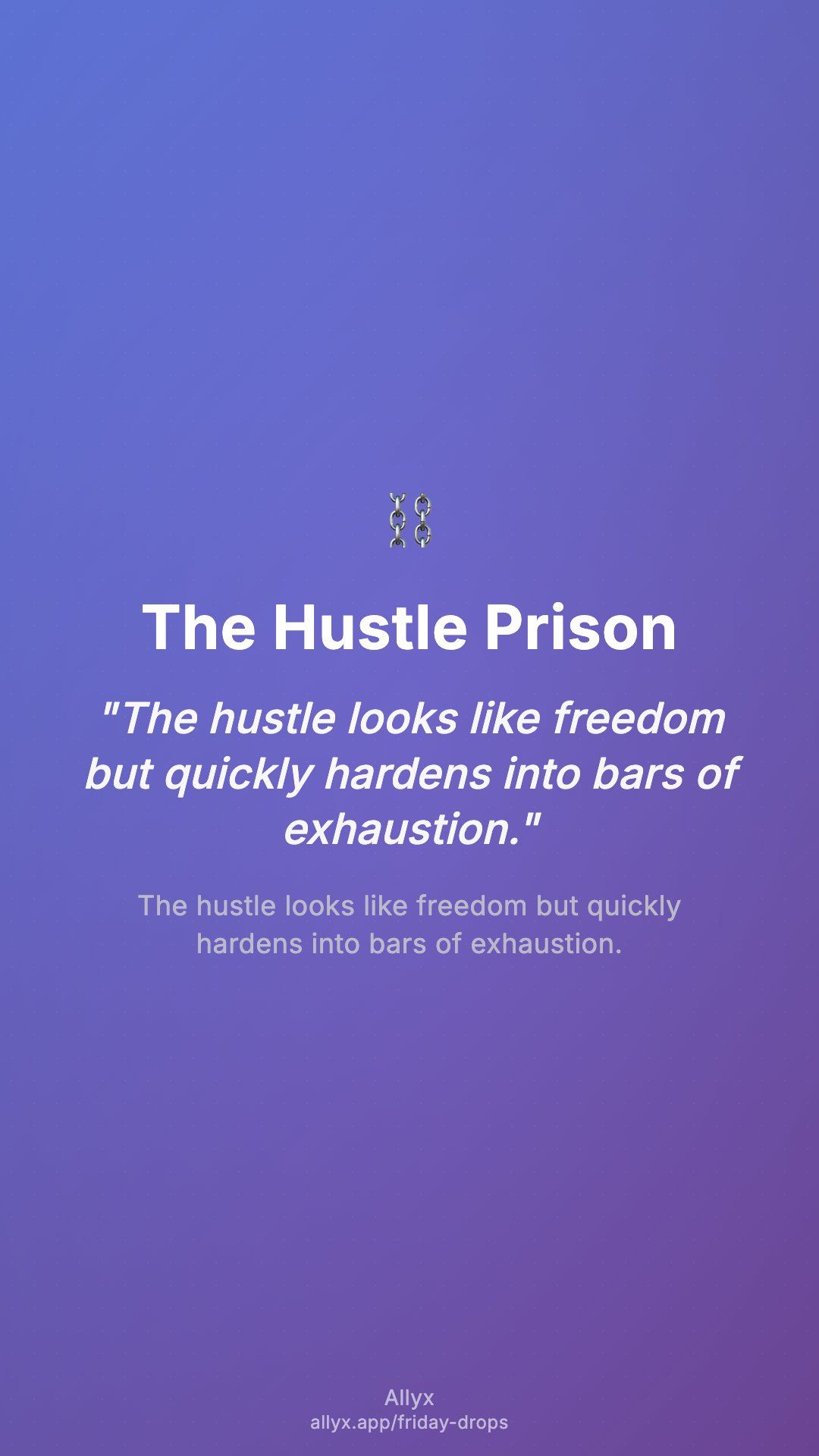 Shareable story card for The Hustle Prison