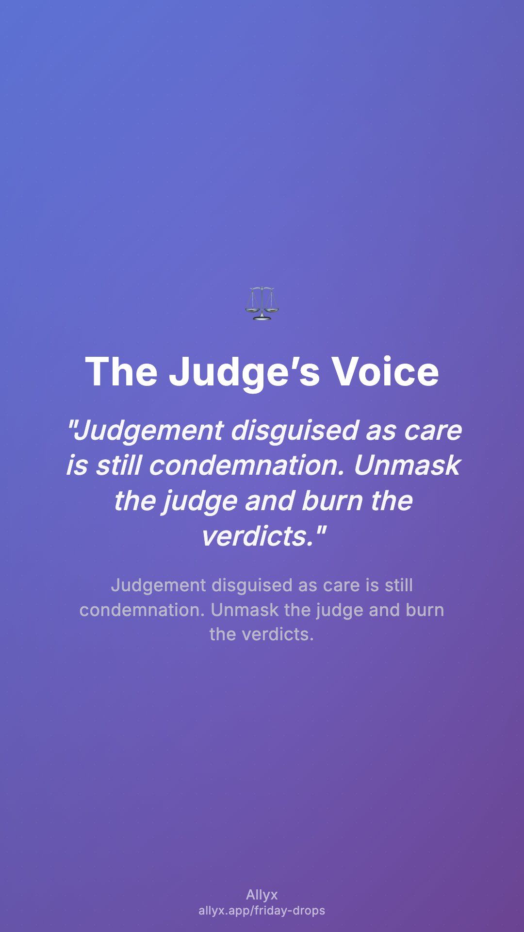 Shareable story card for The Judge’s Voice
