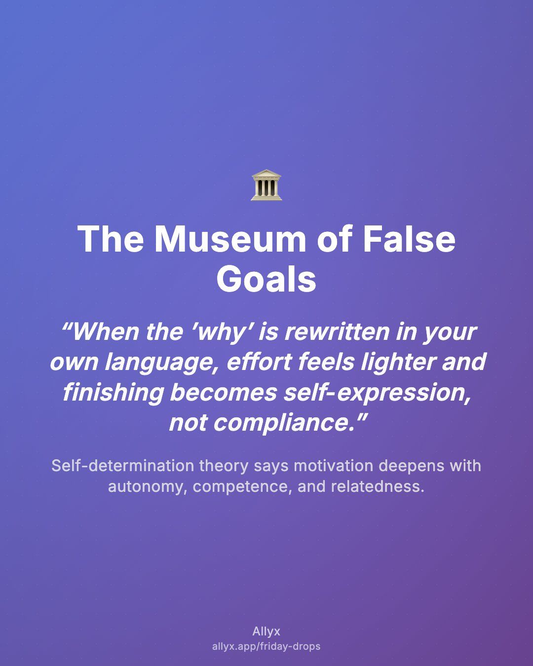 Shareable quote card for The Museum of False Goals