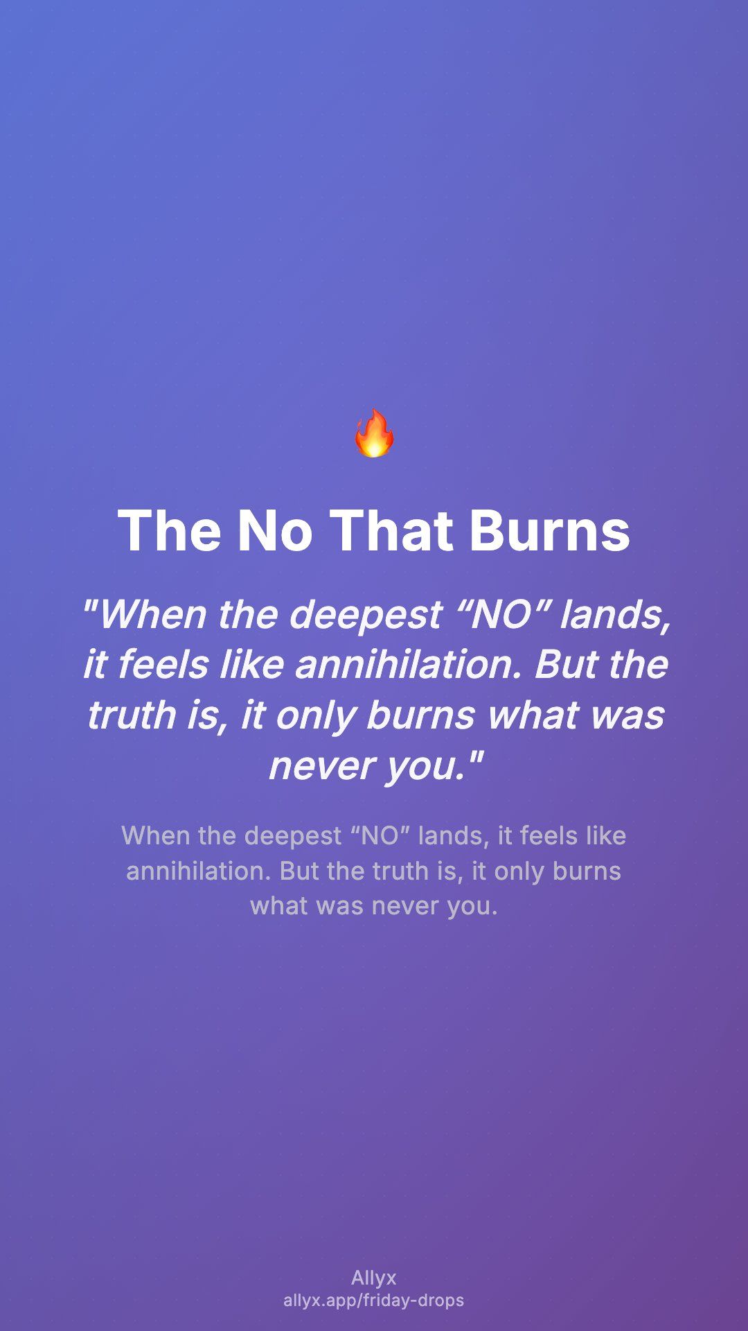 Shareable story card for The No That Burns