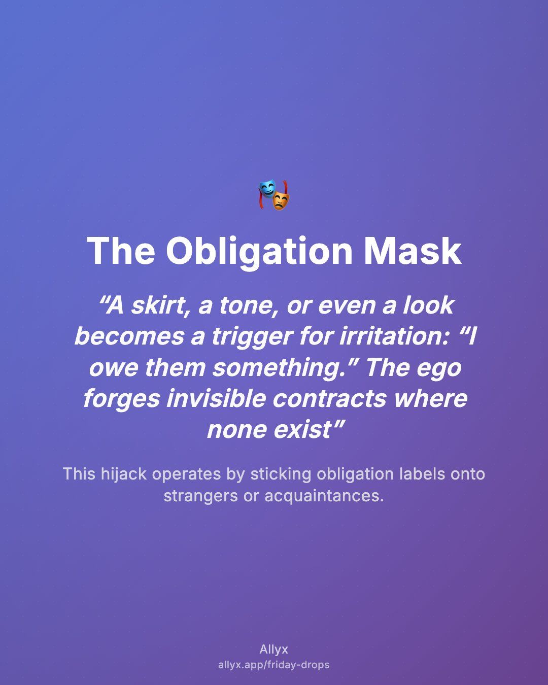 Shareable quote card for The Obligation Mask