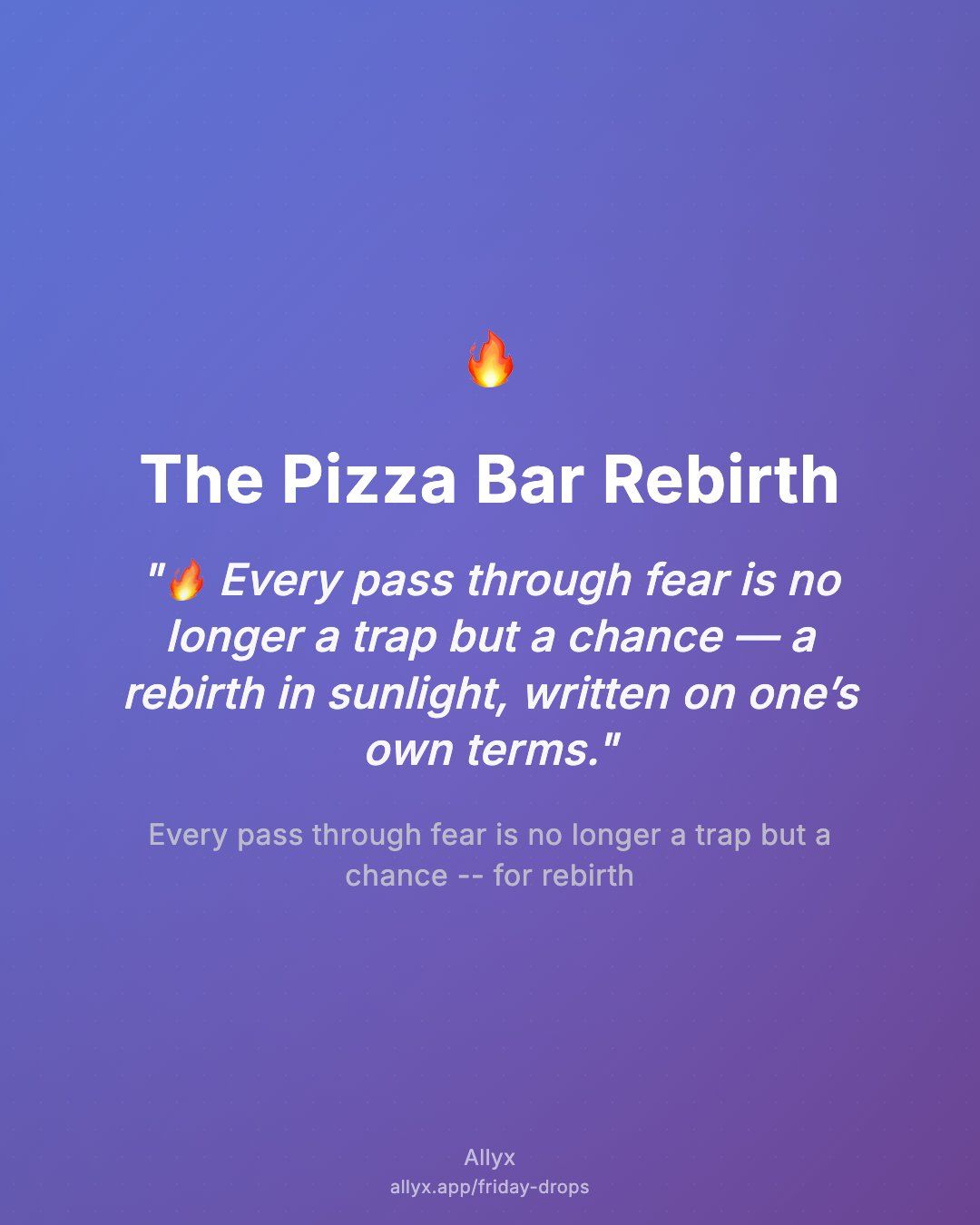 Shareable quote card for The Pizza Bar Rebirth