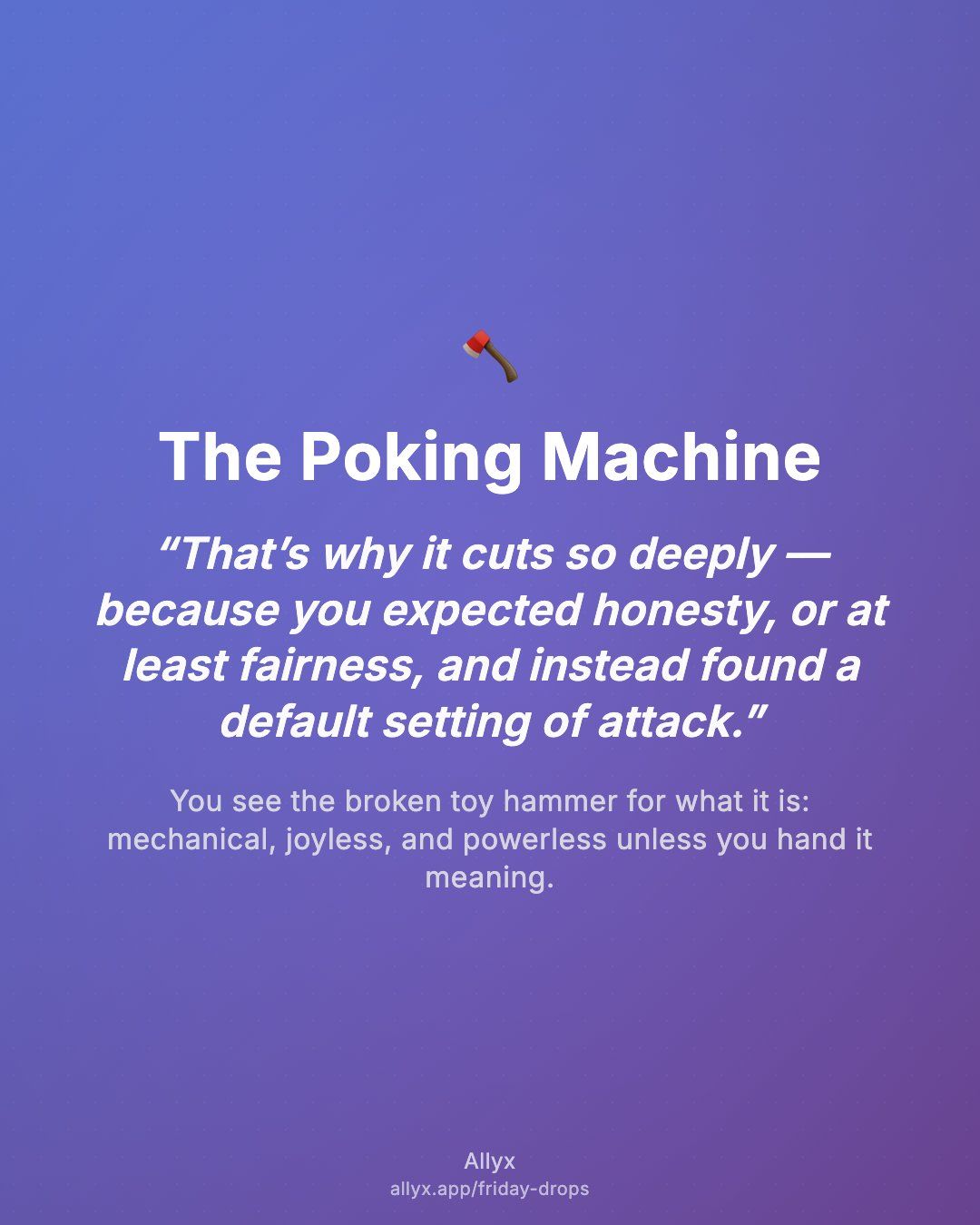 Shareable quote card for The Poking Machine